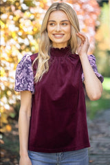 RECEPTIVE Floral PuffSleeve SmockNeck Top