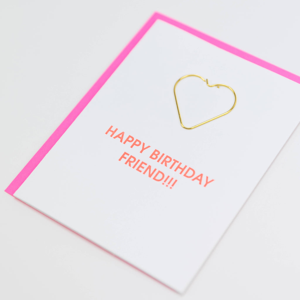 CG HAPPY BIRTHDAY FRIEND - Heart Paper Clip Letterpress Card