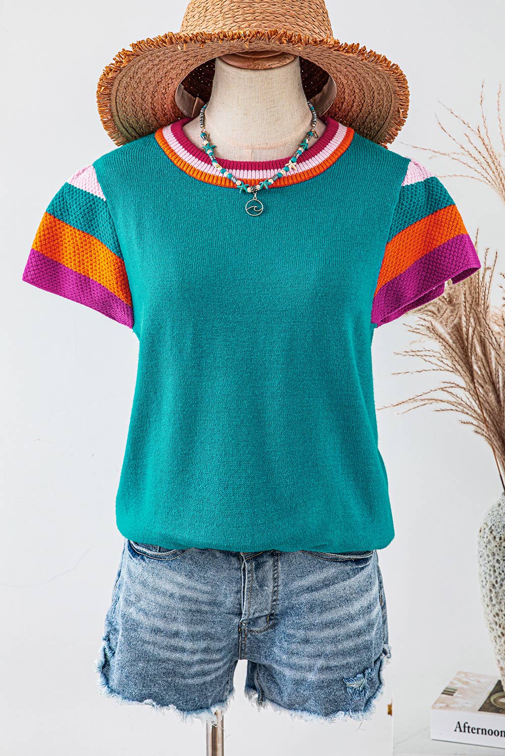 HUDSON Contrast FlutterSleeve Knit Top