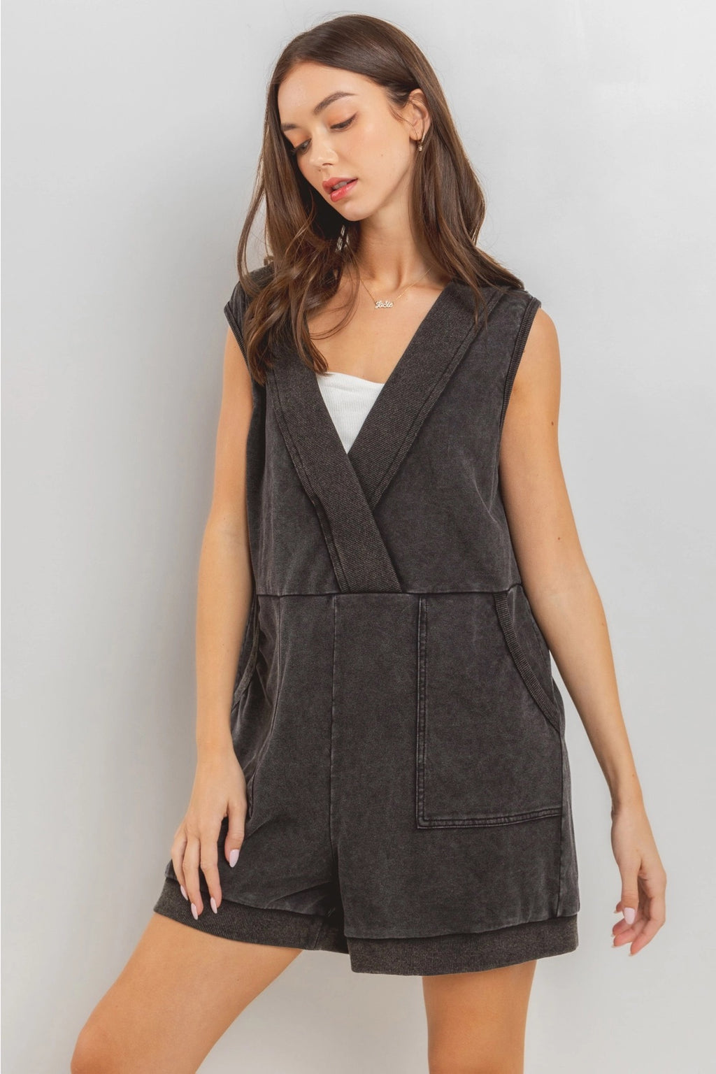 ILLUSION MineralWash Romper w/Hoodie