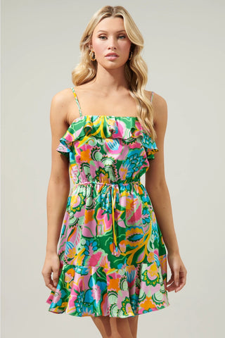 LANAI Floral Satin Convertible Dress