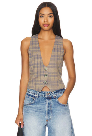 FREE PEOPLE Plaid LIBBY Vest Top