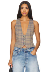 FREE PEOPLE Plaid LIBBY Vest Top