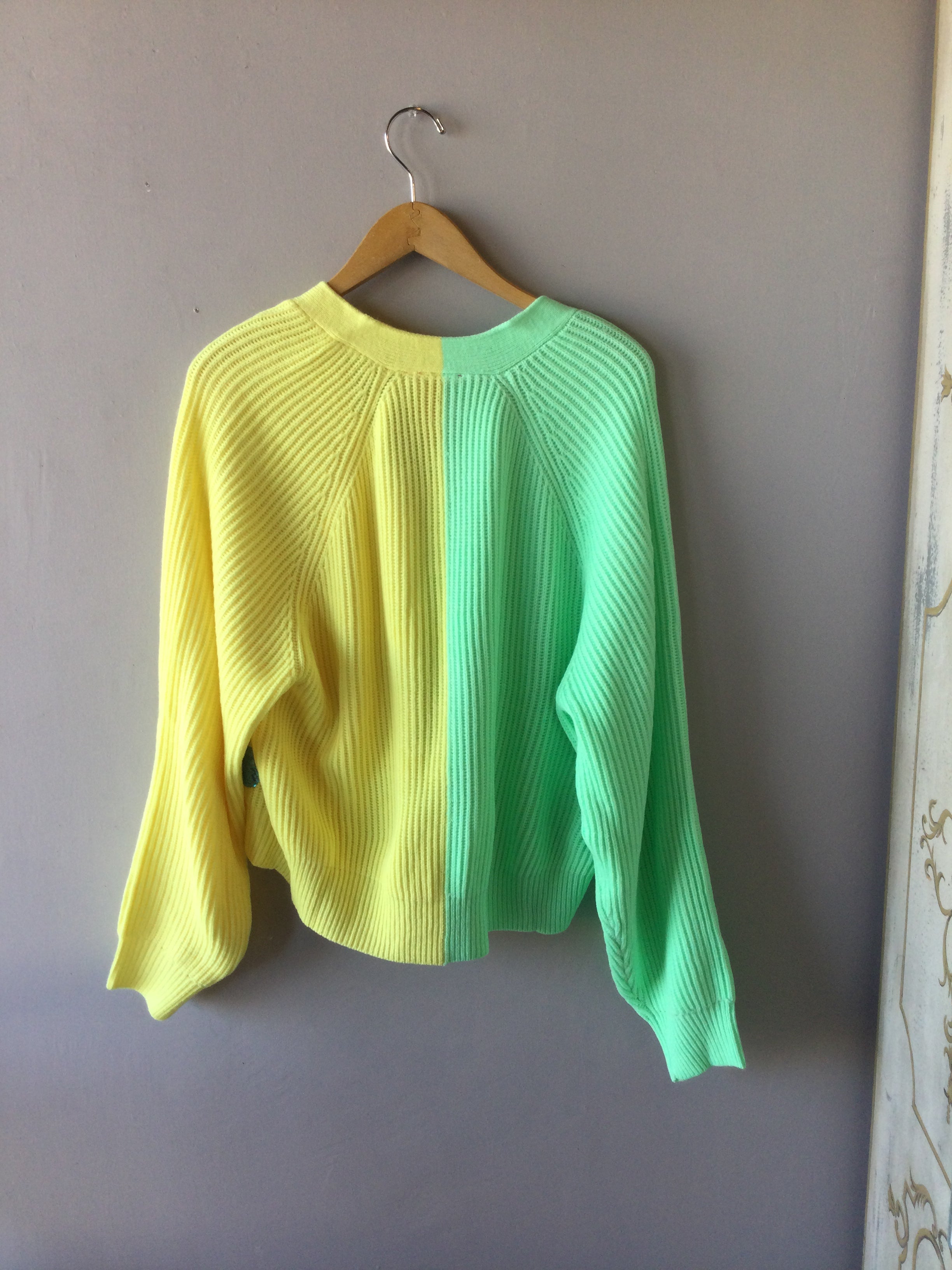 QUEEN OF SPARKLES Colorblock BUNNY Cardigan Top