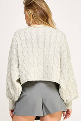 FIRST DIBS CableKnit WaistCrop CrewNeck Sweater Top