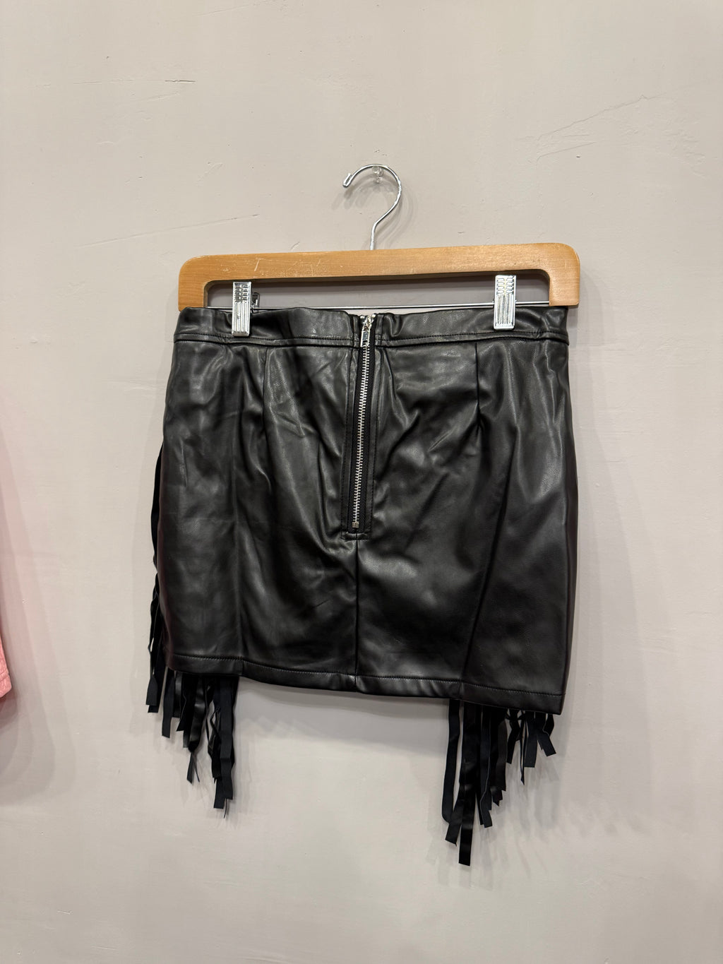 No Vacancy Black Fringe Mini Skirt