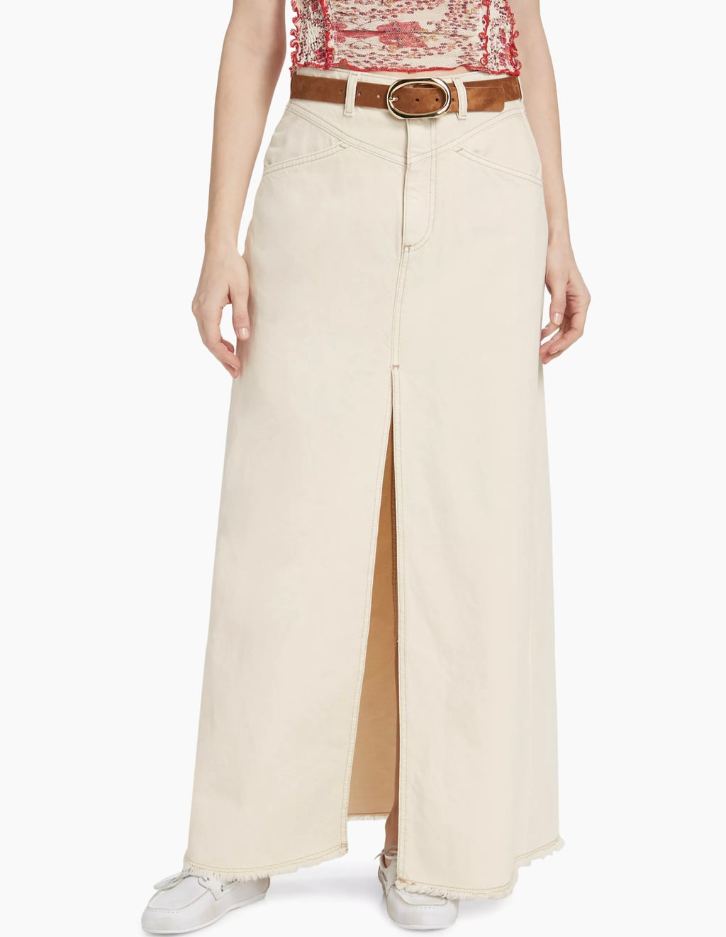 FREE PEOPLE Denim COME AS YOU ARE Maxi Skirt