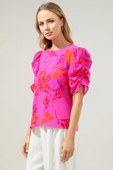 SEIKO Floral DrapeSleeve Blouse