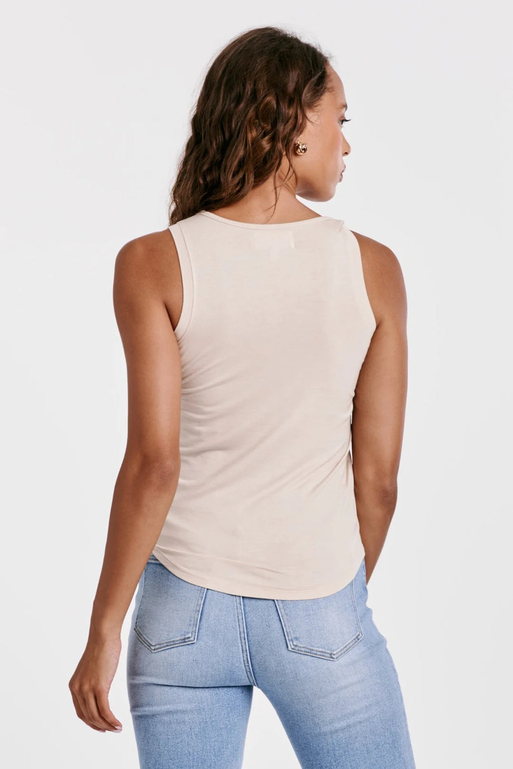 DEAR JOHN Mix Media SUSANA Vegan Leather V-Neck Top