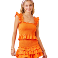 Stripped RuffleSleeve Smock PEPLUM Top
