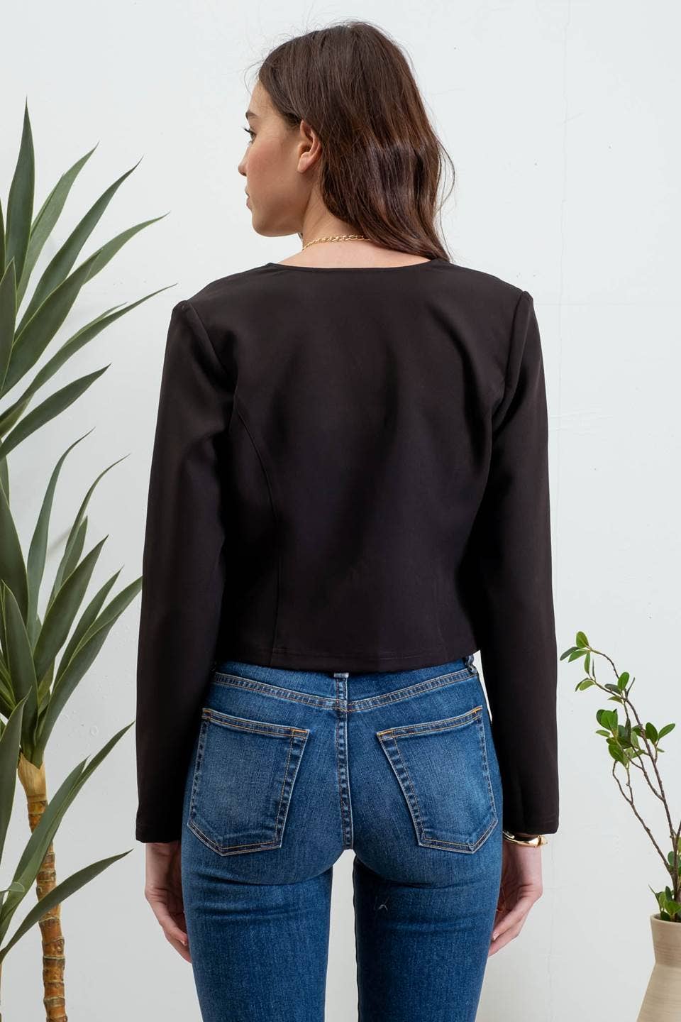LAYNIE Collarless Crop Blazer