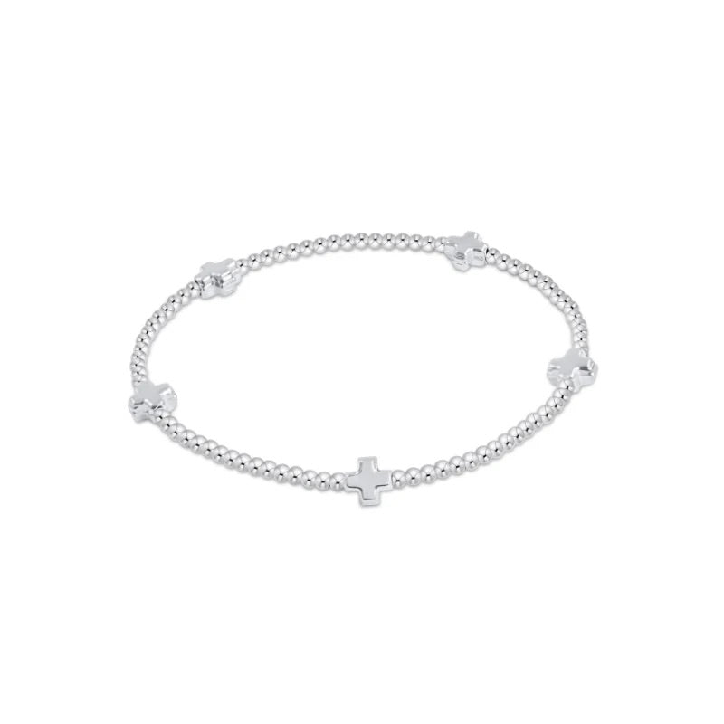 ENEWTON Small SIGNATURE CROSS Pattern Sterling Silver 2mm Bead Bracelet