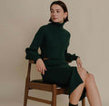 LAUREN Turtle Neck RibKnit Crop Sweater