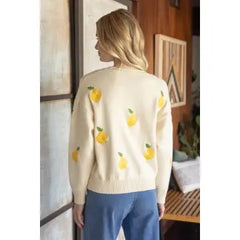 MAIN SQUEEZE Lemon Embroider Sweater Top