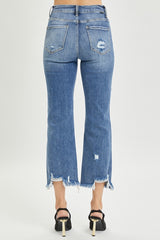 KOURTNEY HiRise StraightLeg UnevenHem Crop Jean