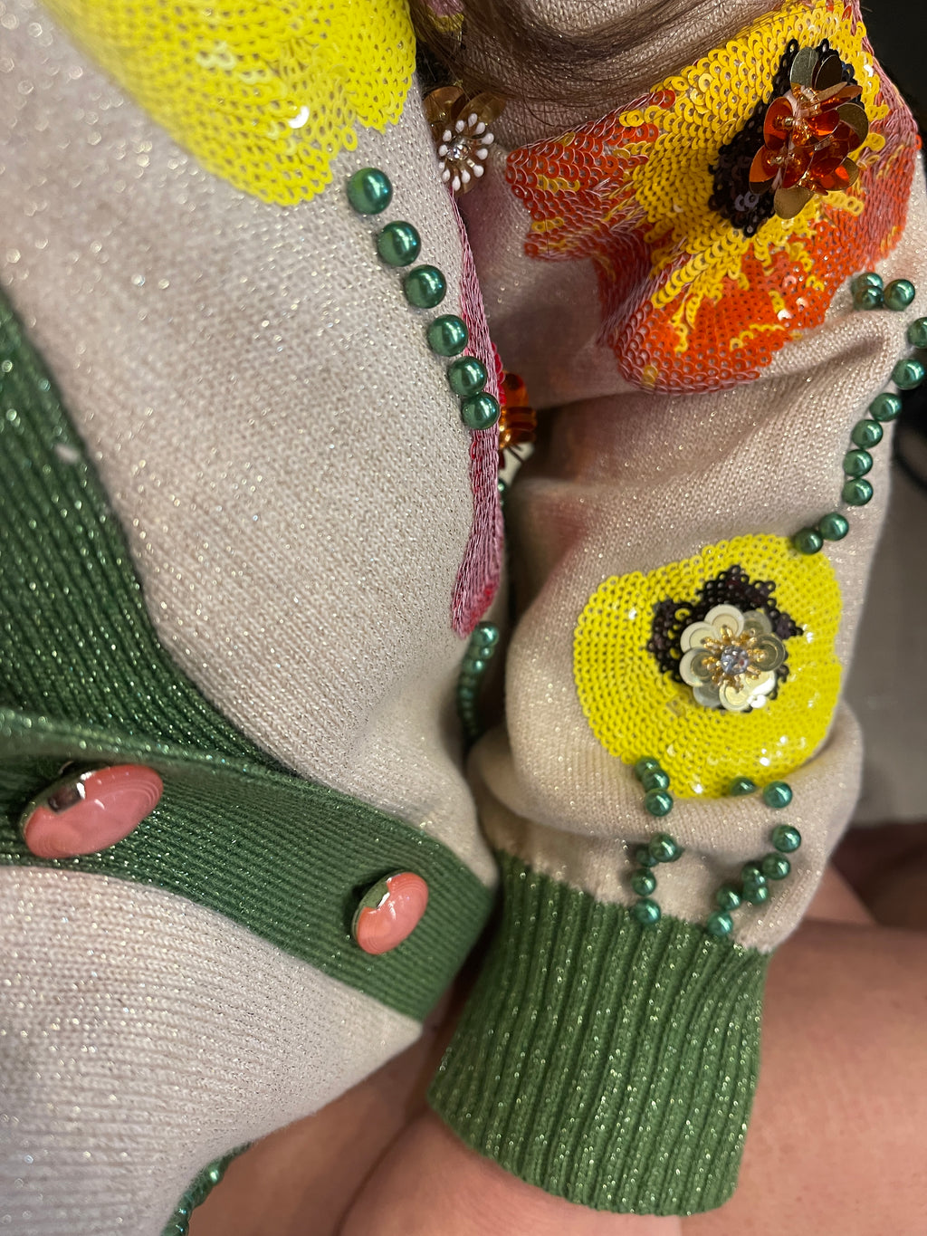 QUEEN OF SPARKLES Lurex Knit/Sequin POPPY Cardigan Top Jo Jo