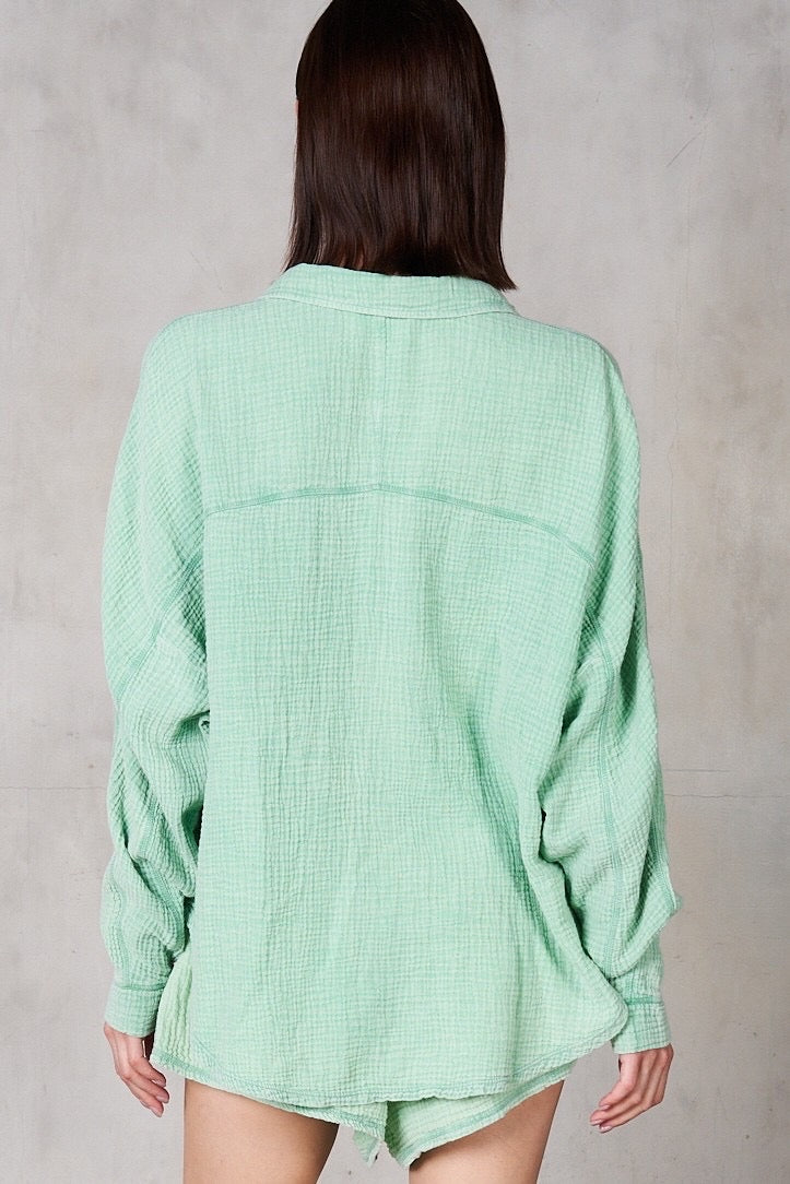 STARRY EYED DoubleGaze MineralWash ButtonDown Top