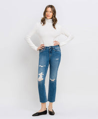 VERVET by Flying Monkey LEIGH HiRise Distressed Slim Straight Jean