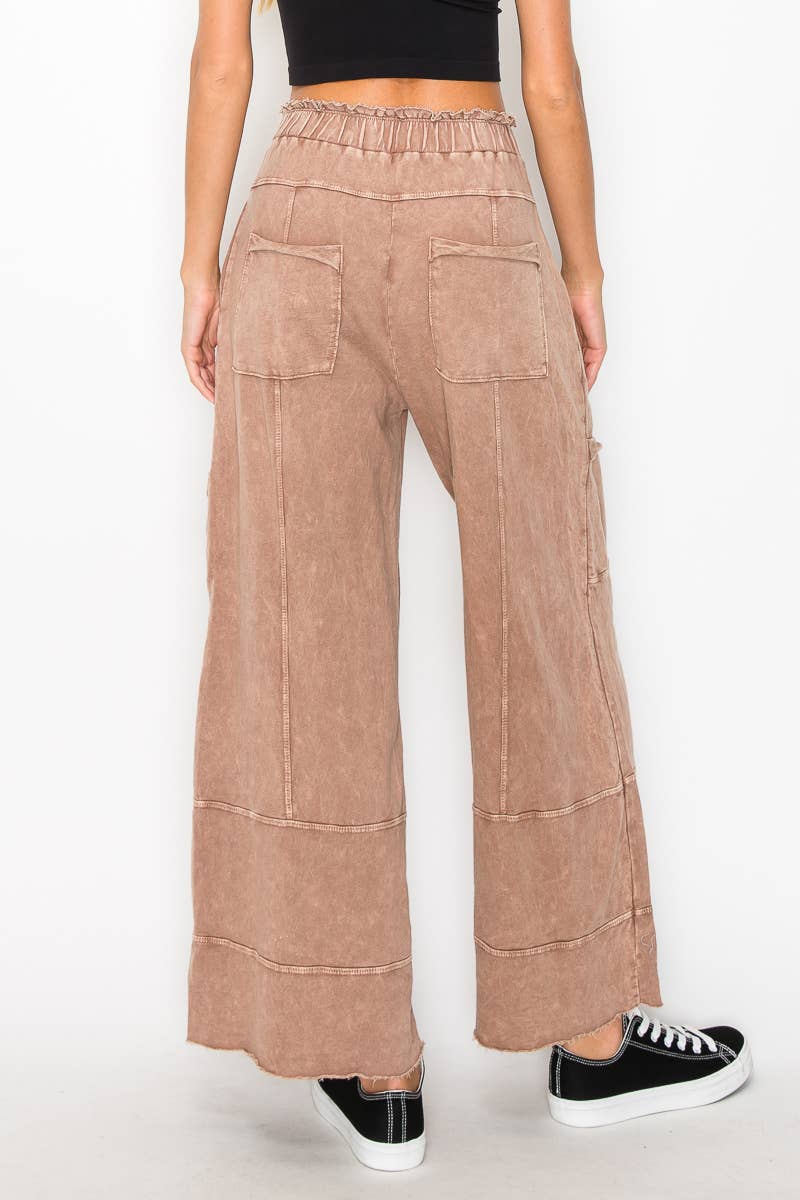 ECHOES Mineral Wash Wide leg Cropped pants