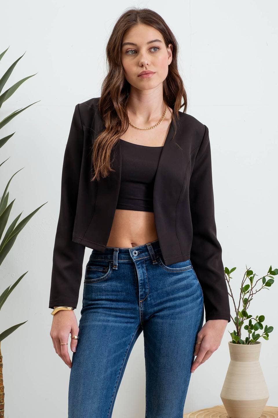 LAYNIE Collarless Crop Blazer