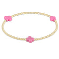 ENewton Signature CROSS Gold Pattern 2mm Bead Bracelet- Bright Pink