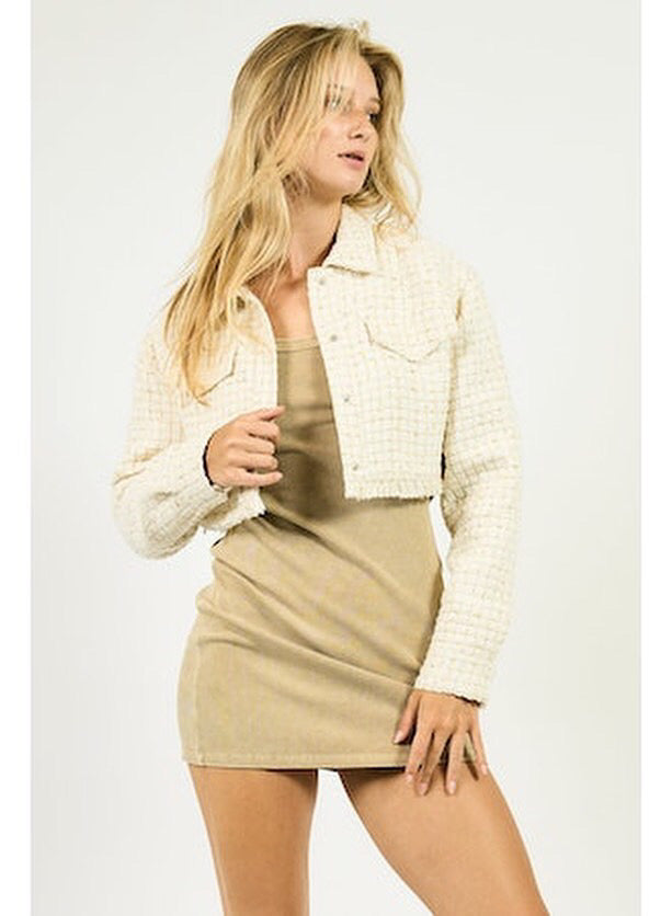 COCO Tweed Crop Blazer Jacket