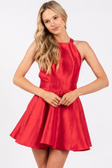 MARA BowTieBack Halter Shantung A-Line Dress