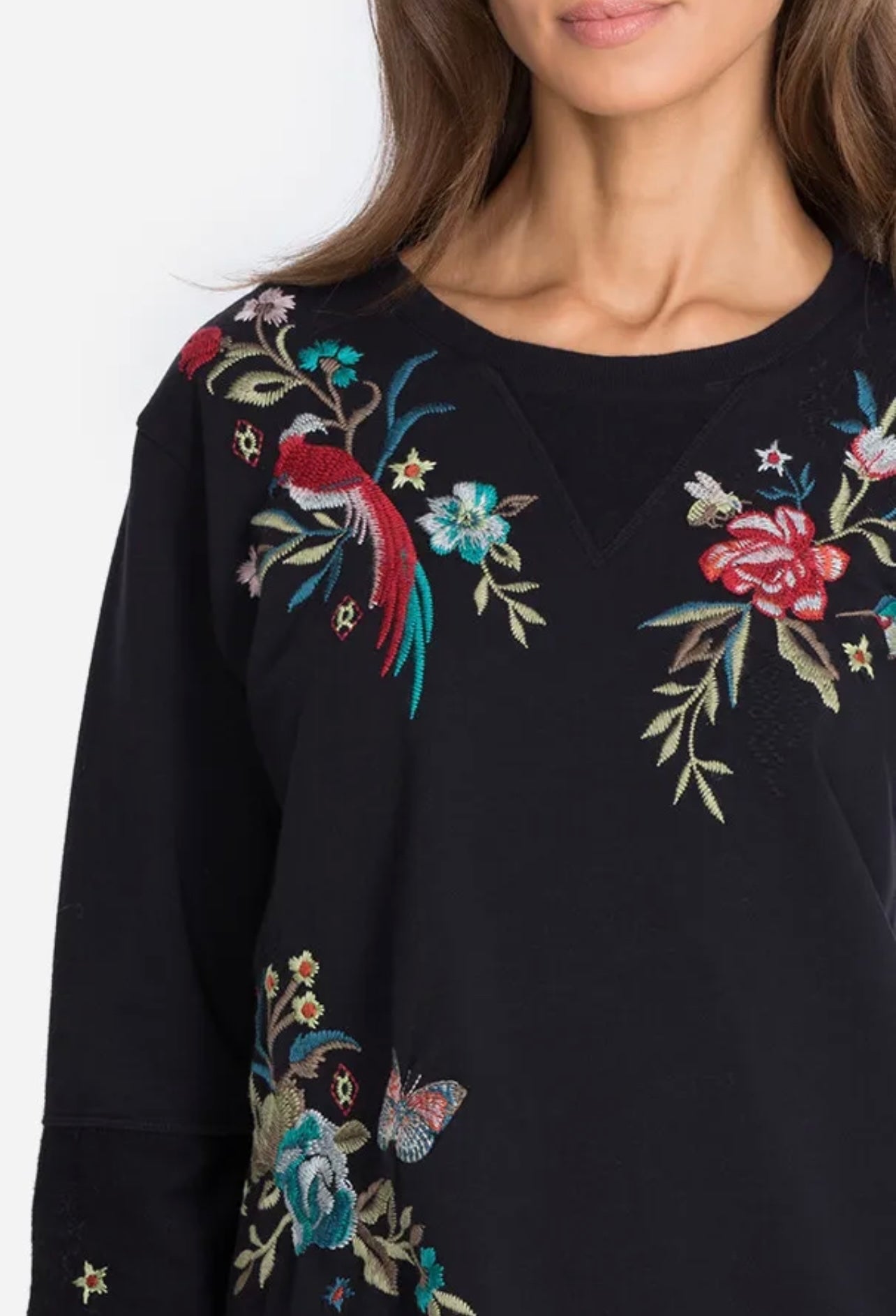 JOHNNY WAS Embroidered GEN TerryMix Top