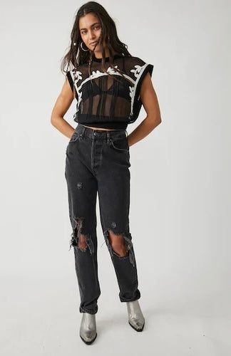 FREE PEOPLE Embroidered Lace VERONIQUE Sheer Top