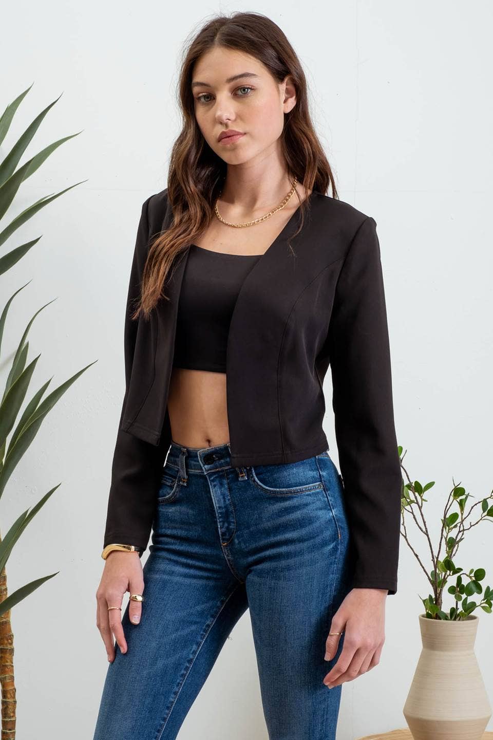 LAYNIE Collarless Crop Blazer