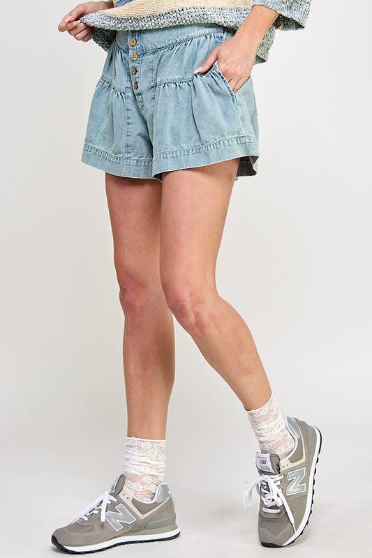 FLEUR DENIM SHORTS LIKE SKORT: L.T Denim / S