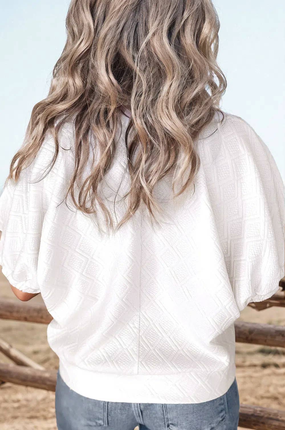 VENUE StripeNeck Zipper Collar Textured Top