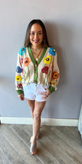 QUEEN OF SPARKLES Lurex Knit/Sequin POPPY Cardigan Top