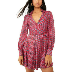 FREE PEOPLE Long Sleeve IT TAKES 2 Crossover Mini Dress