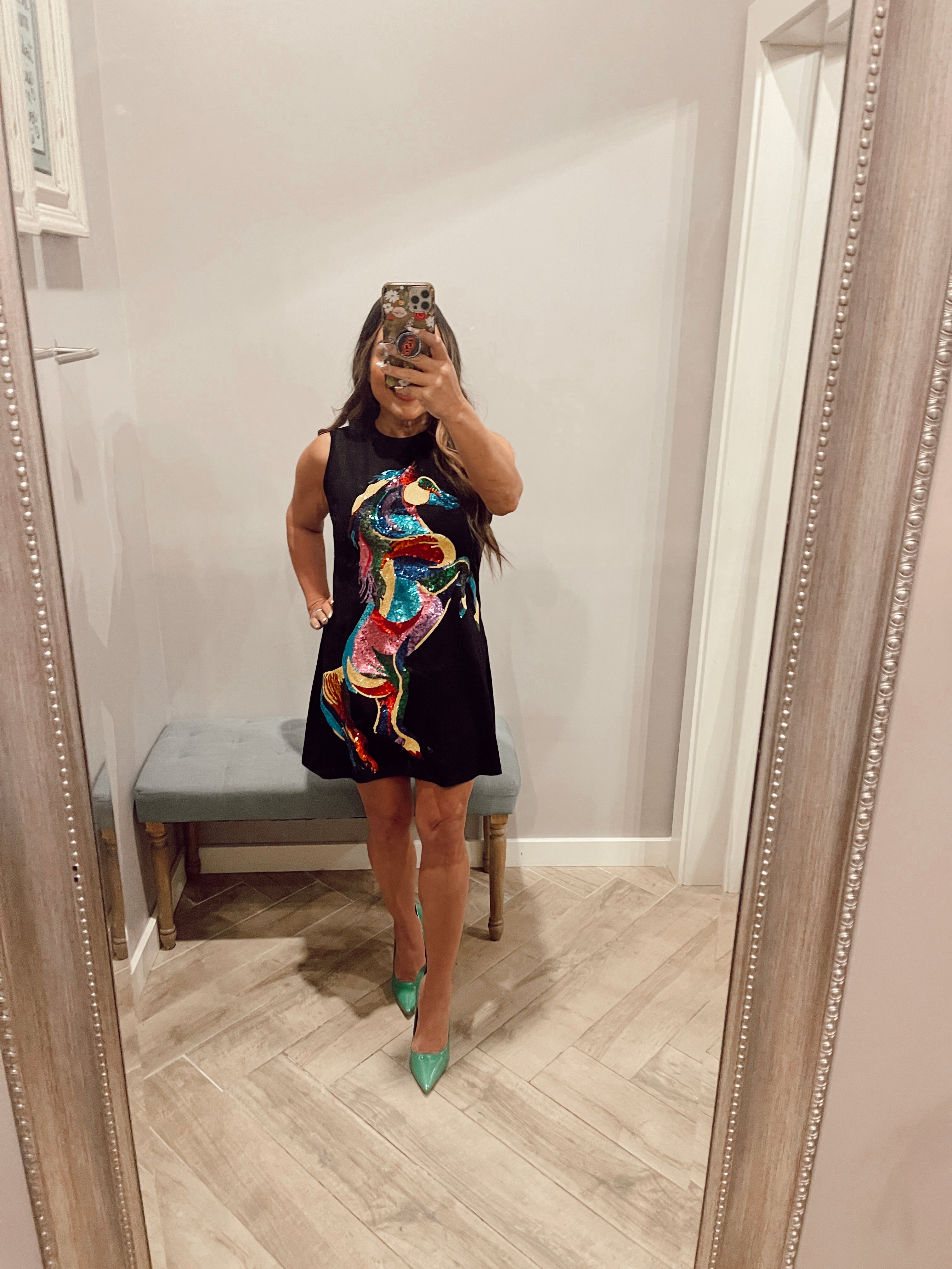 QUEEN OF SPARKLES Sequin HORSE Tank Dress