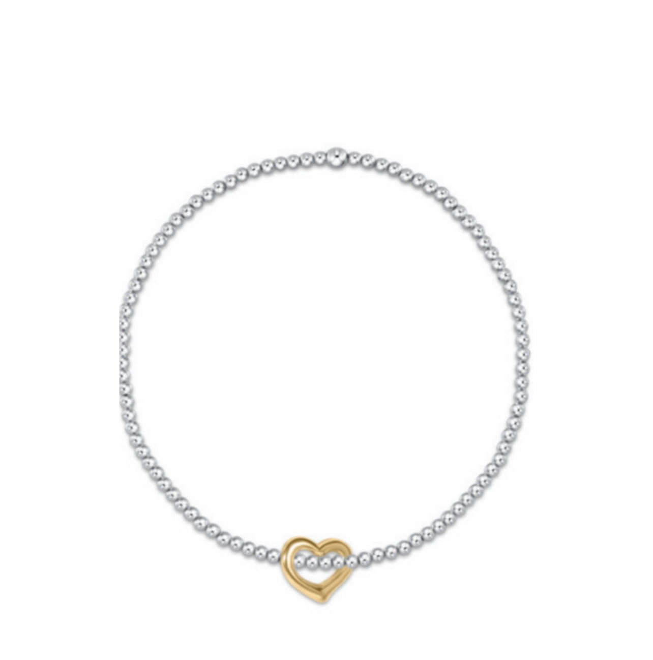 ENewton Classic LOVE GOLD CHARM Sterling Mixed Metal 2.5mm Bead Bracelet