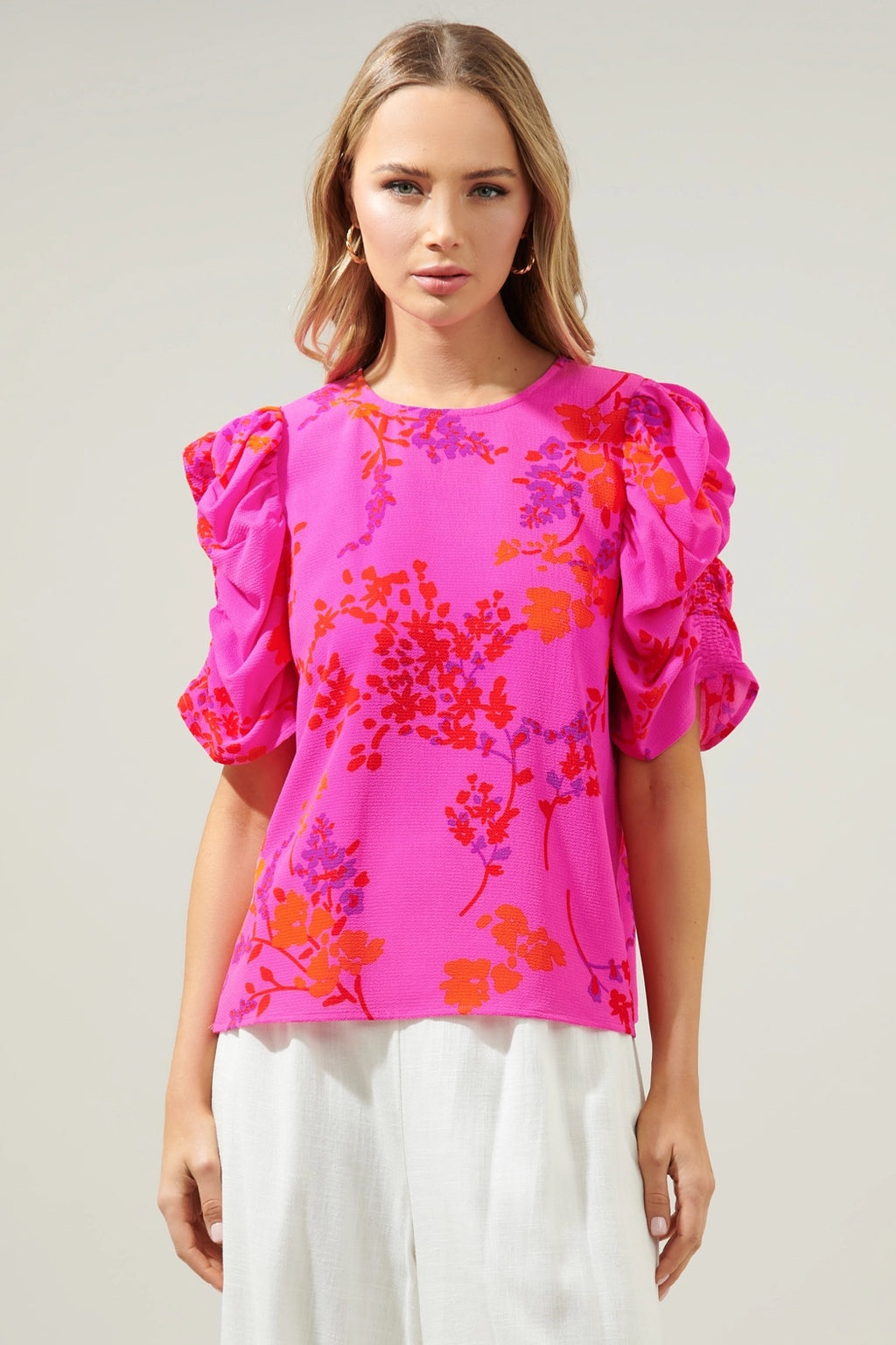 SEIKO Floral DrapeSleeve Blouse