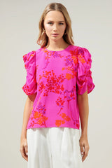 SEIKO Floral DrapeSleeve Blouse