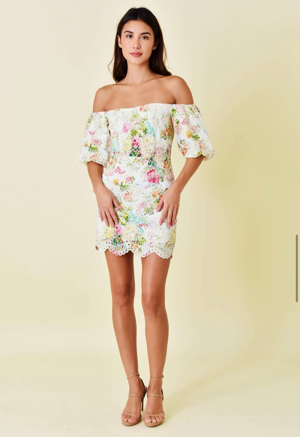 GARDEN PARTY Floral PuffSleeve Lace Dress