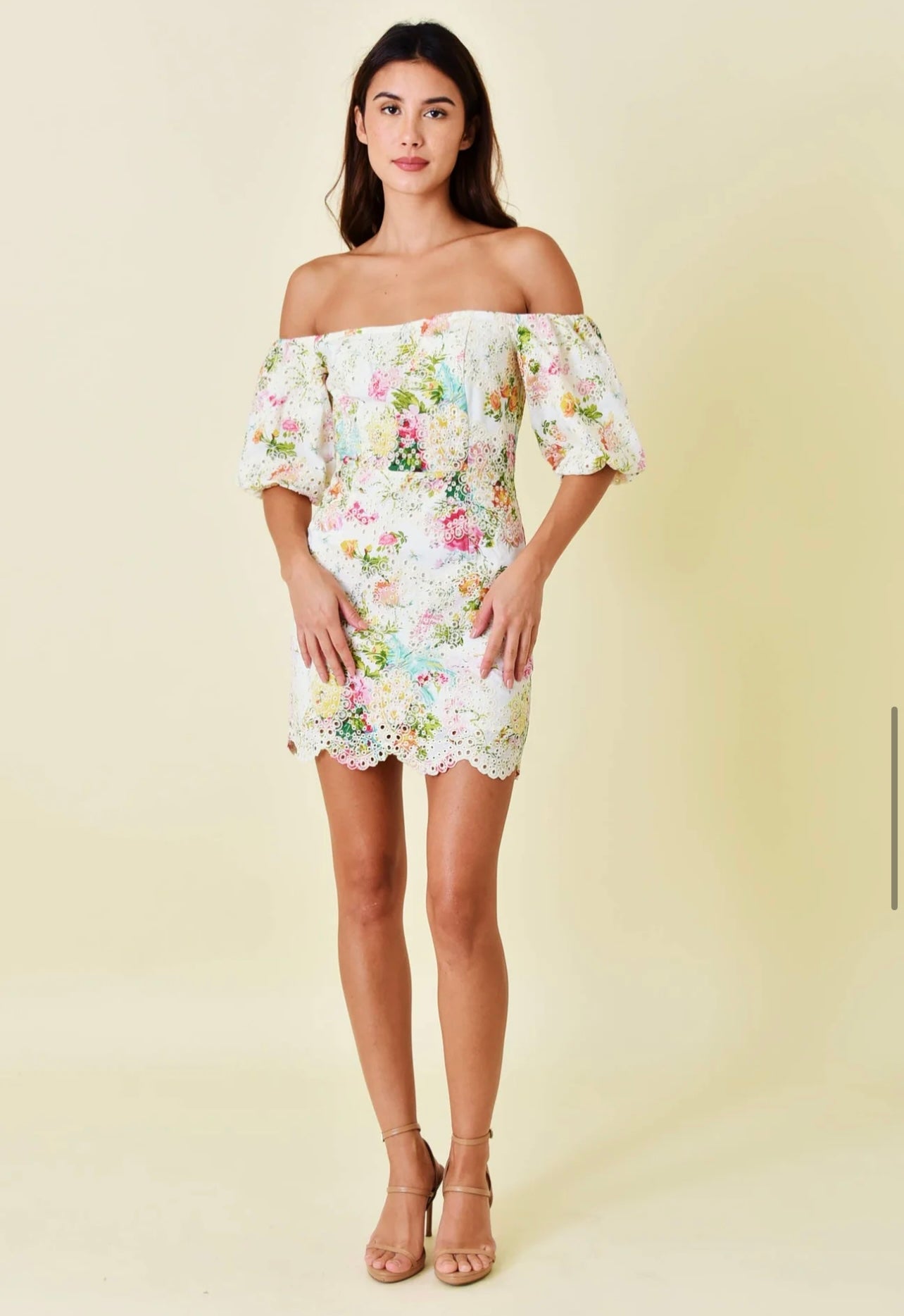 GARDEN PARTY Floral PuffSleeve Lace Dress