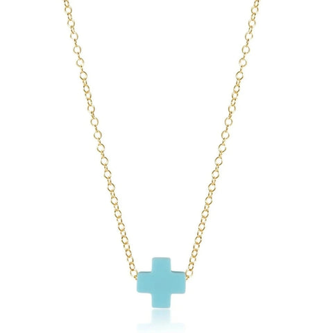 ENewton Small TURQUOISE Signature CROSS 16” Gold Necklace