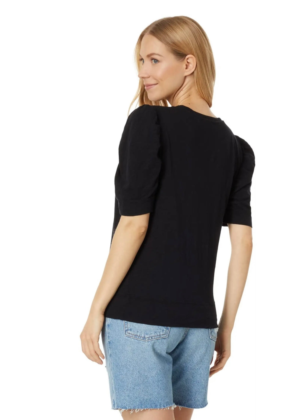 BOBI Lightweight Jersey ROUTINE PuffSleeve CrewNeck Top