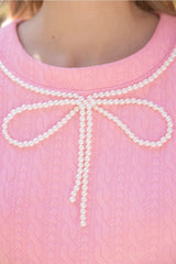 FEATHERLY PearlBowDetail CableKnit Textured Top