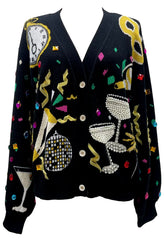 QUEEN OF SPARKLES Sequin NYE THINGS ButtonUp Cardigan Top