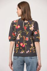 SOMERSET Floral JacquardKnit PuffSleeve Sweater