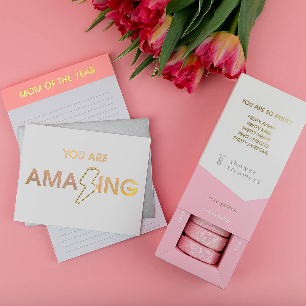 YOU ARE AMAZING - Lightning Bolt Paper Clip Letterpress Card