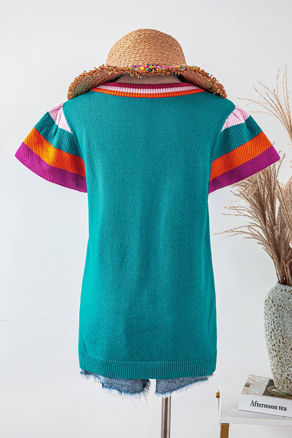 HUDSON Contrast FlutterSleeve Knit Top