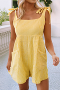 COLONY Stripe ShoulderTie SmockBack Short Romper