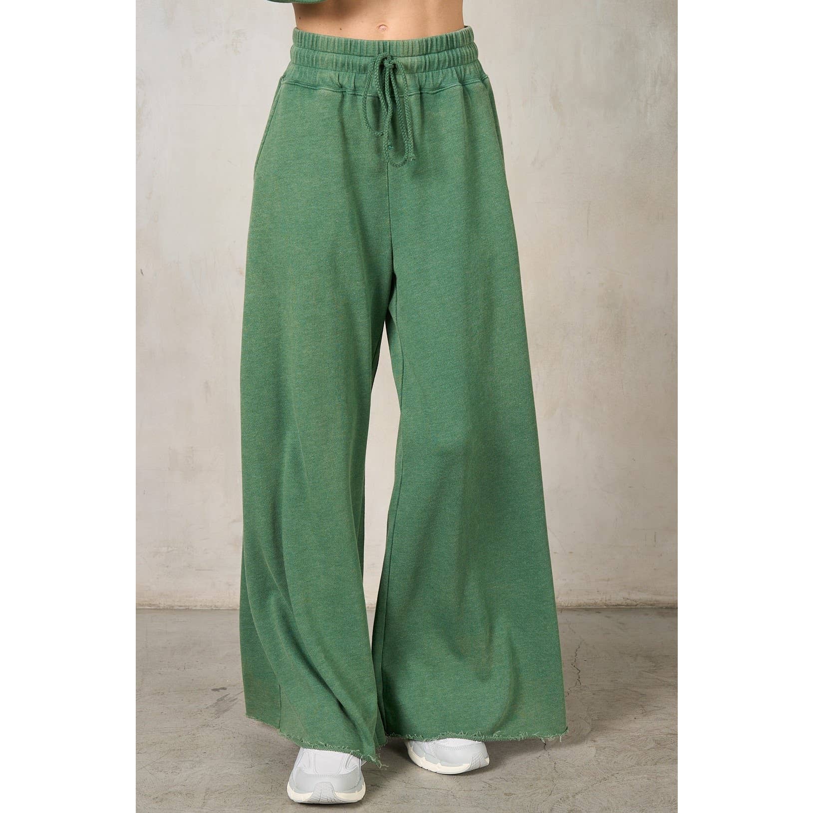 Matching Rib Wide Oversize Sweatpants: HUNTER GREEN / S