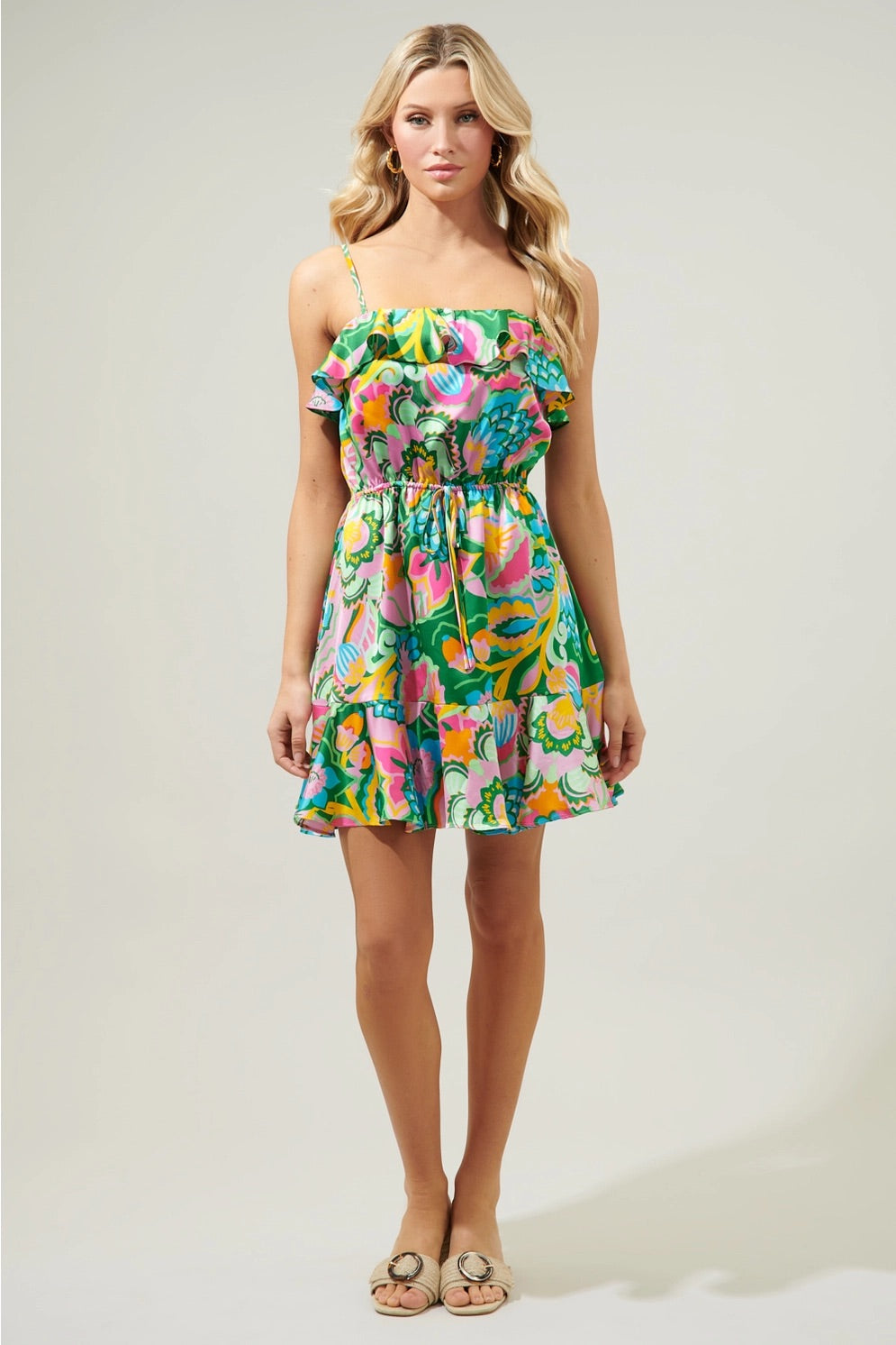 LANAI Floral Satin Convertible Dress